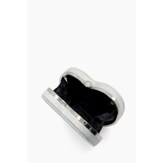 Dune London Silver Metalic Endearing Heart Shaped Clutch Bag 5 Dune London Silver Metalic Endearing Heart Shaped Clutch Bag - Image 3