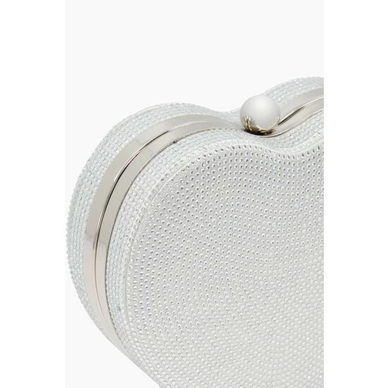 Dune London Silver Metalic Endearing Heart Shaped Clutch Bag 6 Dune London Silver Metalic Endearing Heart Shaped Clutch Bag - Image 4