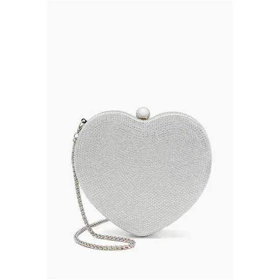 Dune London Silver Metalic Endearing Heart Shaped Clutch Bag 7 Dune London Silver Metalic Endearing Heart Shaped Clutch Bag - Image 5
