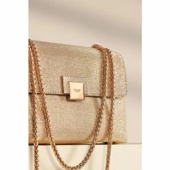 Alternative view of Dune London Gold Tone Metallic Bondi Mini Raffia Shoulder Bag