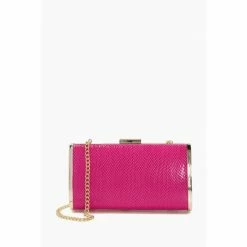 Dune London Pink Blaike Hard-Case Clutch Bag