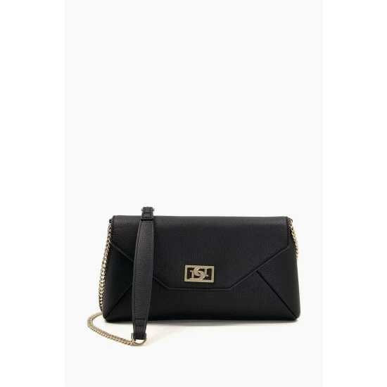 Dune London Elissia Branded Black Foldover Clutch Bag 3 Dune London Elissia Branded Black Foldover Clutch Bag