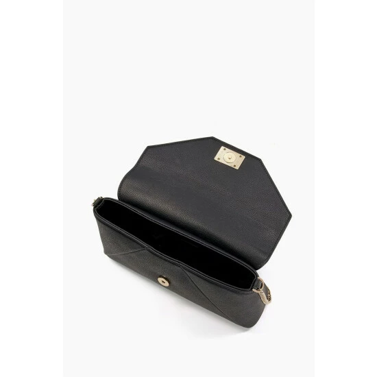 Dune London Elissia Branded Black Foldover Clutch Bag 5 Dune London Elissia Branded Black Foldover Clutch Bag - Image 3