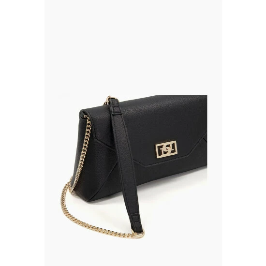 Dune London Elissia Branded Black Foldover Clutch Bag 6 Dune London Elissia Branded Black Foldover Clutch Bag - Image 4