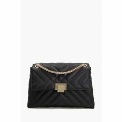 Dune London Dorchester Small Quilted Black Shoulder Bag