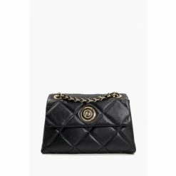 Dune London Duchess Black Medium Leather Quilt Bag
