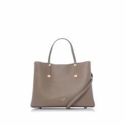 Dune London Grey Dorrie Logo Hardware Tote Bag