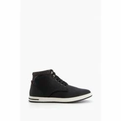 Dune London Black Visit Collared Hitop Trainers