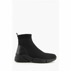 Dune London Black Event High Top Knitted Trainers