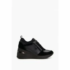 Dune London Eilin Black Zip Detail Wedge Trainers