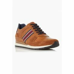 Dune London Tan Brown Truro Stripe Webbing Runner Shoes