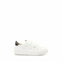 Dune London Girls Leather Star Stitch Velcro Fastened White Trainers