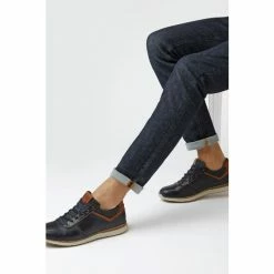 Dune London Thymes Navy Blue Leather Trainers -Dune London Sales unnamed file 4800