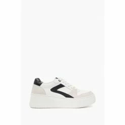 Dune London Essential Flick Detail Flatform White Trainers