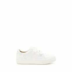 Dune London Girls Leather Quilted Trim Velcro White Trainers
