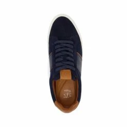 Dune London Blue Tods Melton Suede Cupsole Trainers -Dune London Sales unnamed file 4834
