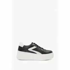 Dune London Essential Flick Detail Black Flatform Trainers