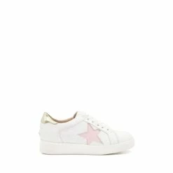 Dune London Girls Glitter Embellished White Lace Up Trainers