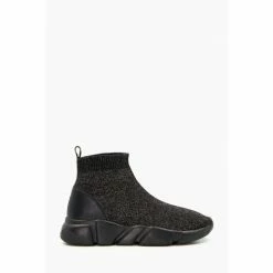 Dune London Elynn Black Slip On Fabric Trainers