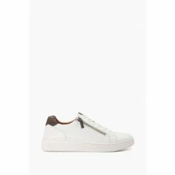 Dune London White Tribute Zip Detail Cupsole Trainers
