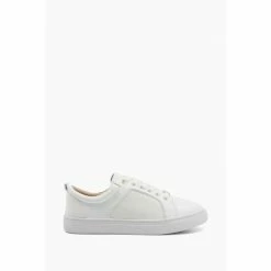 Dune London White Estee Mixed-Material Trainers