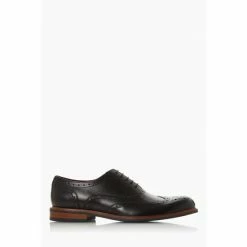 Dune London Pollodium Black Leather Heavy Brogue Shoes