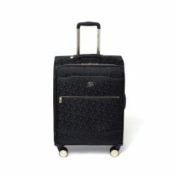 Dune London Oriel Black Monogram 66cm Medium Suitcase