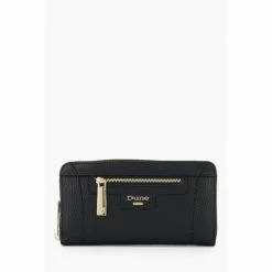 Dune London Black Kallas Stitch Detail Zip Around Wallet