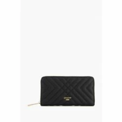 Dune London Korria Quilted Zip Around Black Purse