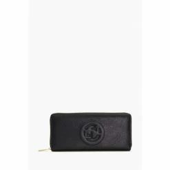 Dune London Kexter Black Logo Zip Around Purse