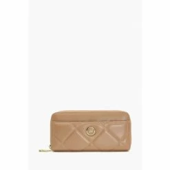 Dune London Kingsbury Leather Quilt Zip Aro Brown Purse
