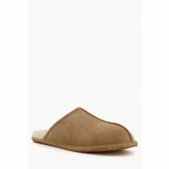 Alternative view of Dune London Tan Grey Forage Warm Lined Mule Slippers