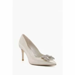 Dune London Bellissima White Brooch Mid Heel Shoes -Dune London Sales unnamed file 598