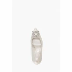 Dune London Bellissima White Brooch Mid Heel Shoes -Dune London Sales unnamed file 599