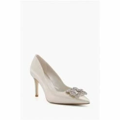 Dune London Bellissima White Brooch Mid Heel Shoes -Dune London Sales unnamed file 600