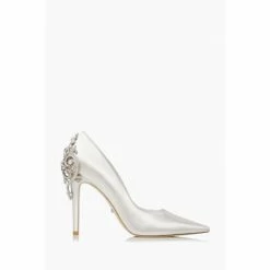 Dune London White Bluebell Embellished Court Shoes