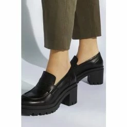 Alternative view of Dune London Grounded Block Heel Penny Black Loafers