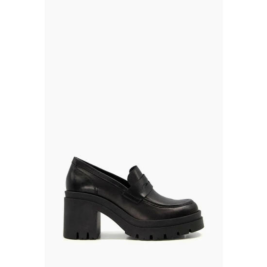 Dune London Grounded Block Heel Penny Black Loafers 5 Dune London Grounded Block Heel Penny Black Loafers - Image 3