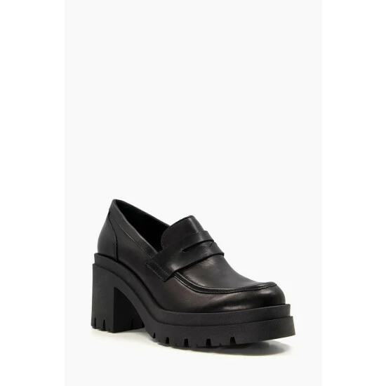 Dune London Grounded Block Heel Penny Black Loafers 6 Dune London Grounded Block Heel Penny Black Loafers - Image 4