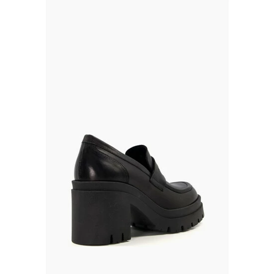 Dune London Grounded Block Heel Penny Black Loafers 7 Dune London Grounded Block Heel Penny Black Loafers - Image 5