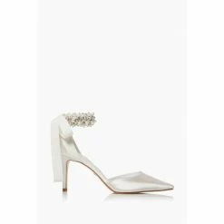 Dune London Natural Clarette Embellished Ankle Strap Wedding Shoes