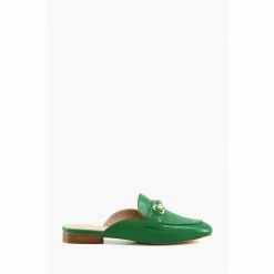 Dune London Green Glowin Snaffle Trim Backless Loafers