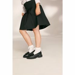 Dune London Girls Leather Fringe And Tassel Trimmed Black Loafers -Dune London Sales unnamed file 732