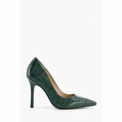Dune London Green Belaire Pointed Toe Mid Heel Court Shoes