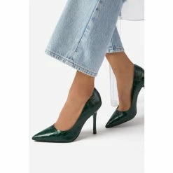 Dune London Green Belaire Pointed Toe Mid Heel Court Shoes -Dune London Sales unnamed file 772