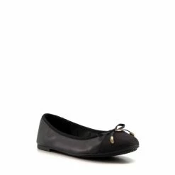 Dune London Womens Black Wf_Hartlyn Toe Cap Bow Ballerina Pumps