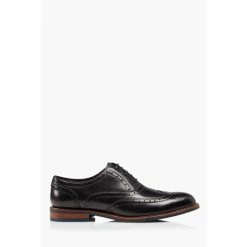 Dune London Black Wide Fit Smart Heavy Brogue Shoes