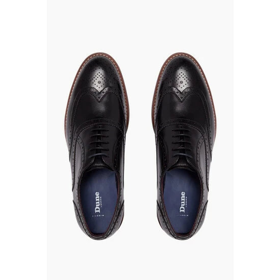 Dune London Black Wide Fit Smart Heavy Brogue Shoes 5 Dune London Black Wide Fit Smart Heavy Brogue Shoes - Image 3