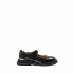 Dune London Girls Patent Chunky Sole Mary Jane Brogue Black Shoes