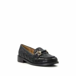 Alternative view of Dune London Girls Quilted Leather Snaffle Black Trim Loafers